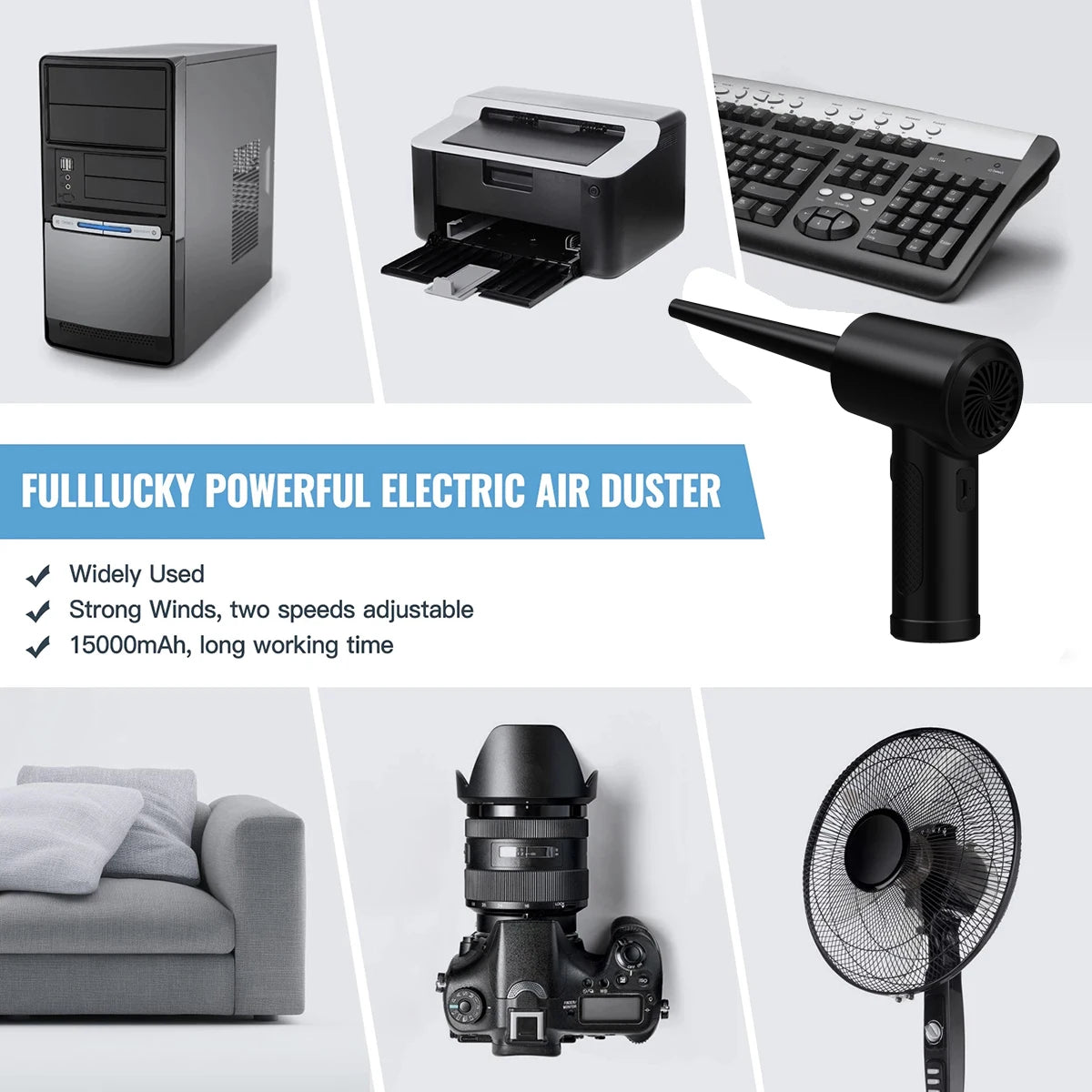 Cordless Electric Air Duster 51000RPM Wireless Compressed Air Blower for Cleaning Electronics and Home Surfaces