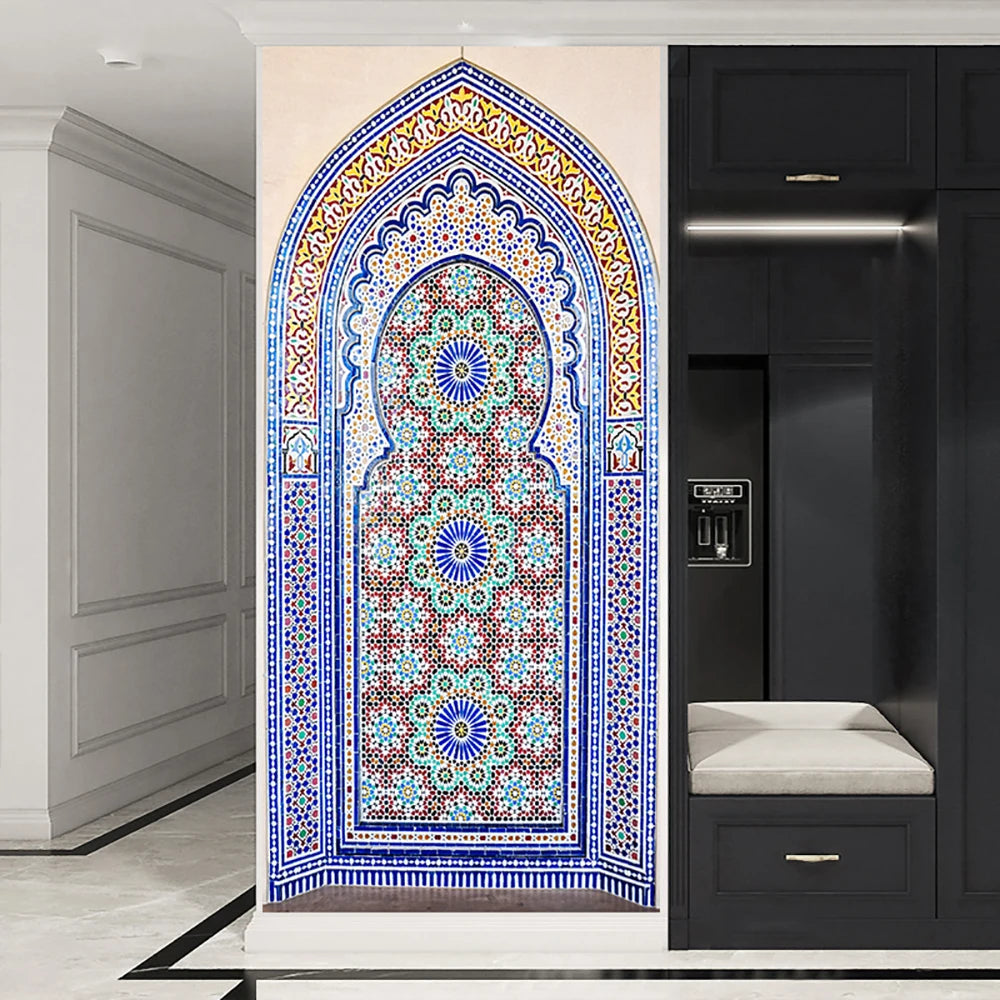 2pcs/Set Muslim Styles Door Art Mural Sticker Peel & Stick PVC Home Decor