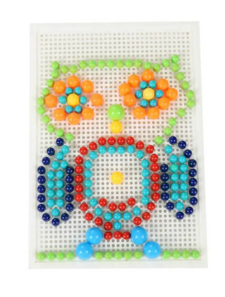 296 Pieces Set Box Packed Grain Mushroom Nail Beads 3D Puzzle Educational Toy for Kids