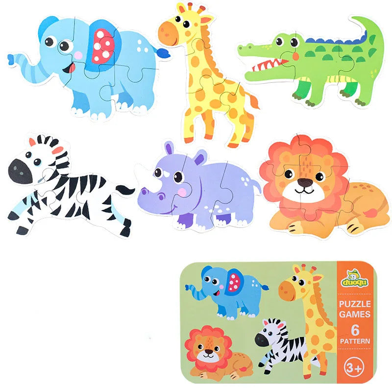 Baby Puzzle Montessori Educational Toys Wood 3D Jigsaw Puzzles For Kids 2-4 Years