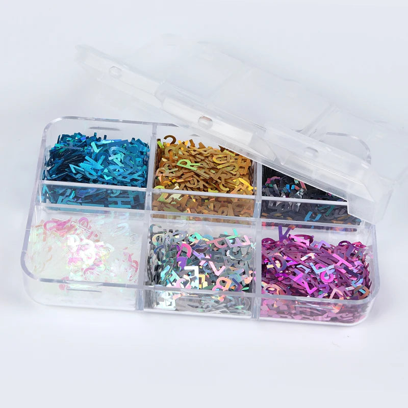 Holographic Glitter English Alphabet Flakes For DIY Resin