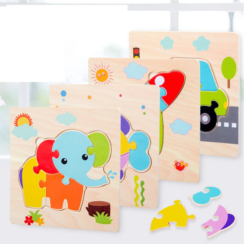 Baby Wooden 3D Puzzles Tangram Shapes For Learning Fun