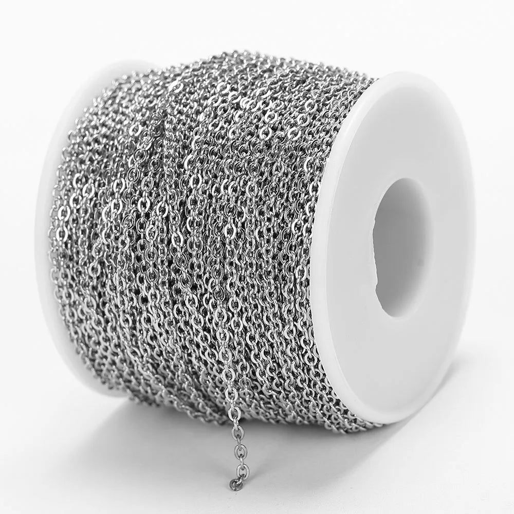 10 Meters Stainless Steel Chain 1 1.5 2mm Gold Steel Color for DIY Jewelry Making