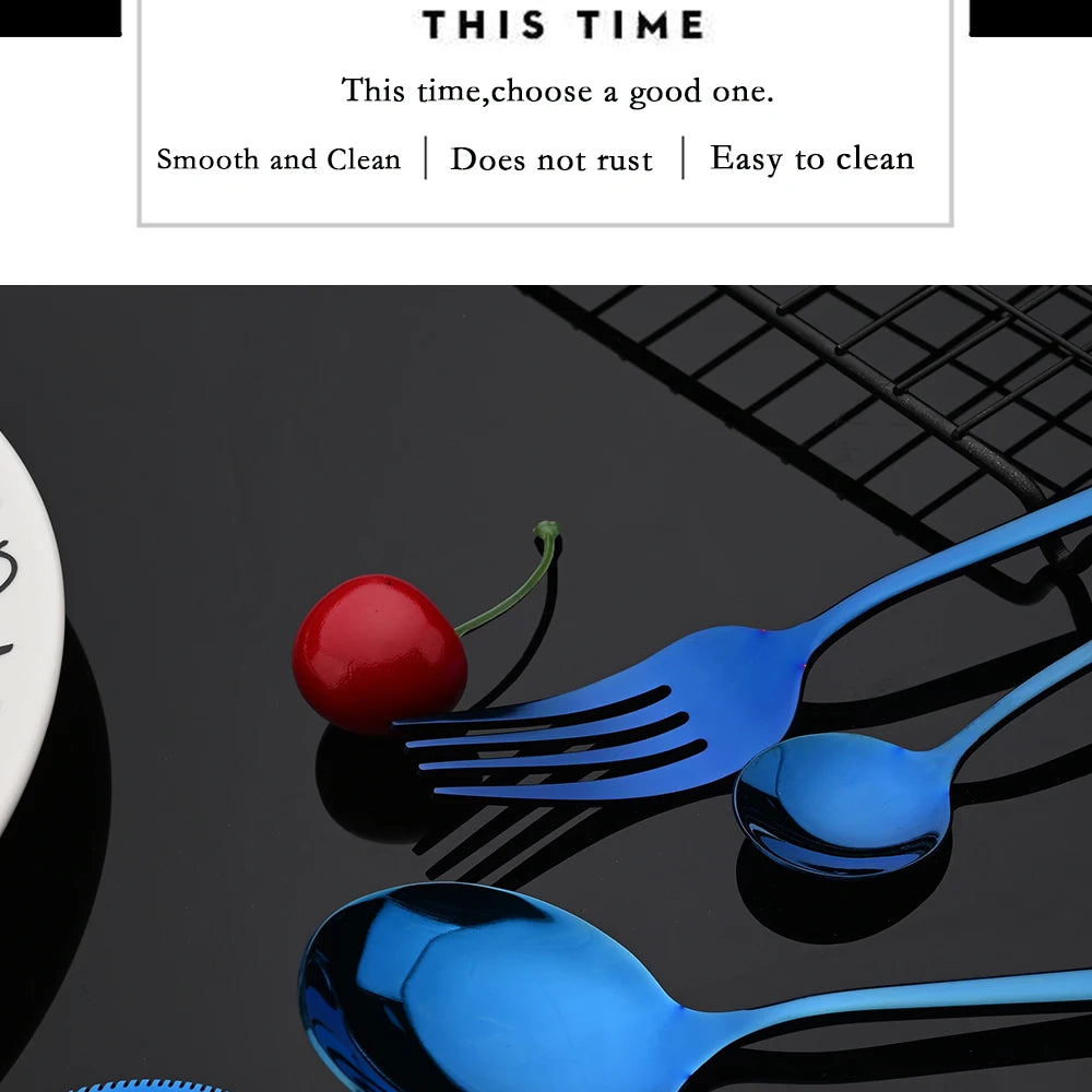 30 Piece Black and Gold Stainless Steel Cutlery Set Durable Dinnerware with Knives Forks and Spoons