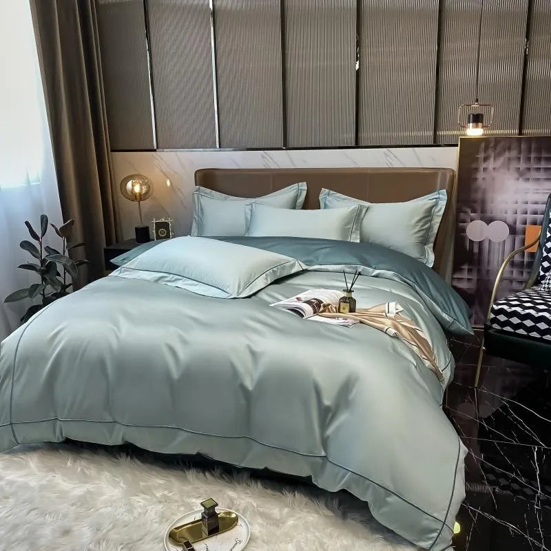 White Gray Egyptian Cotton Hotel Duvet Cover Set 600TC Silky Soft Bedding Set