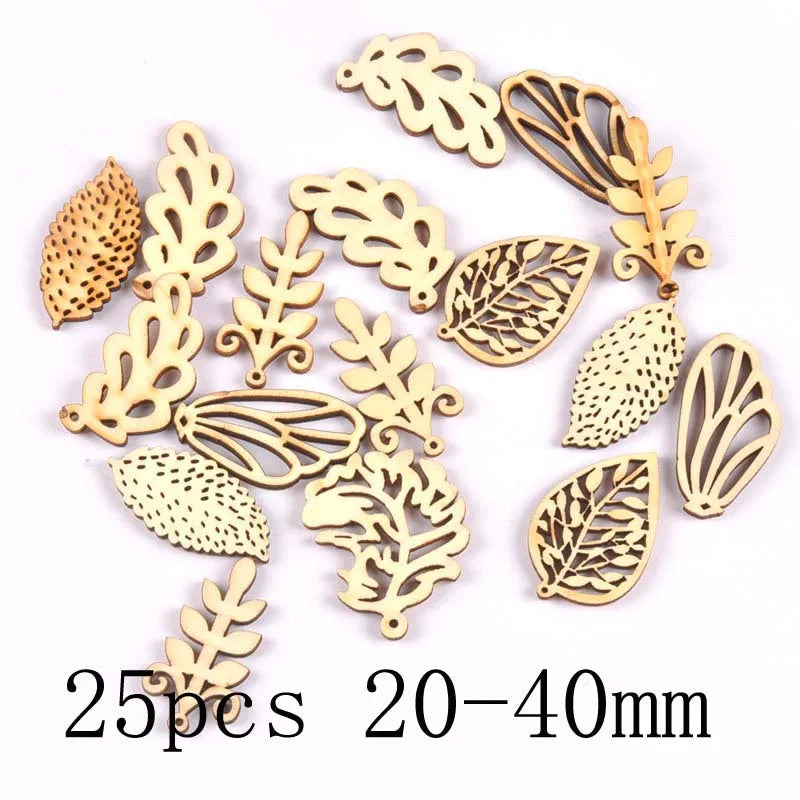 Mixed Leaf Animal Butterfly Chips Wooden Cutouts Craft Embellishments mt2520