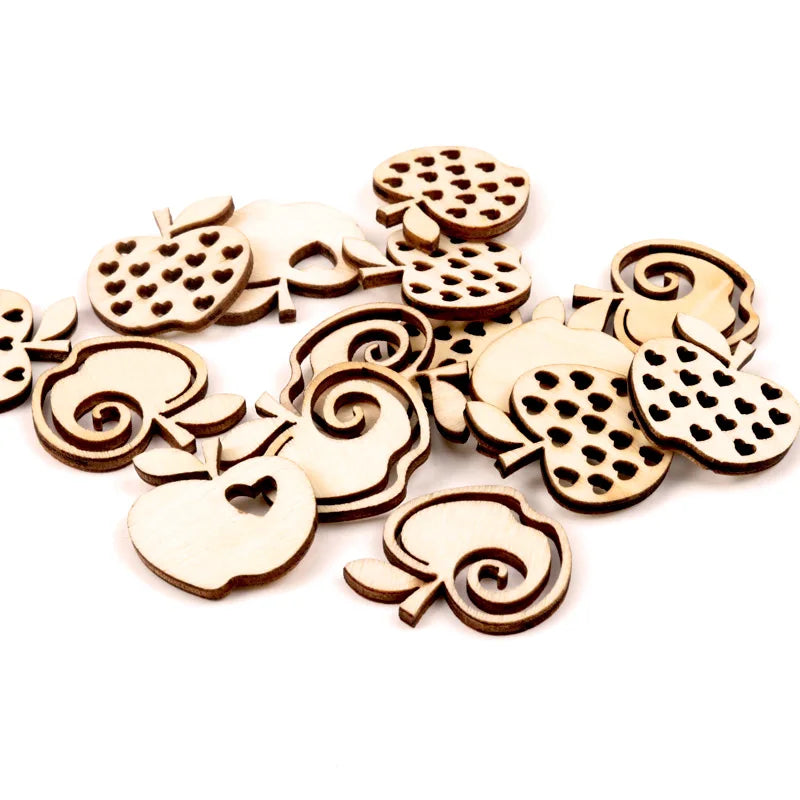 Handmade Wooden Animal Leaves Painting Scrapbooking DIY Accessories