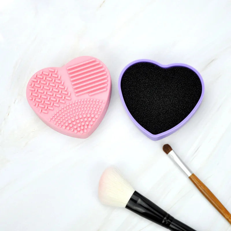 Bear Heart-Shaped Silicone Makeup Brush Cleaner Pad Tool