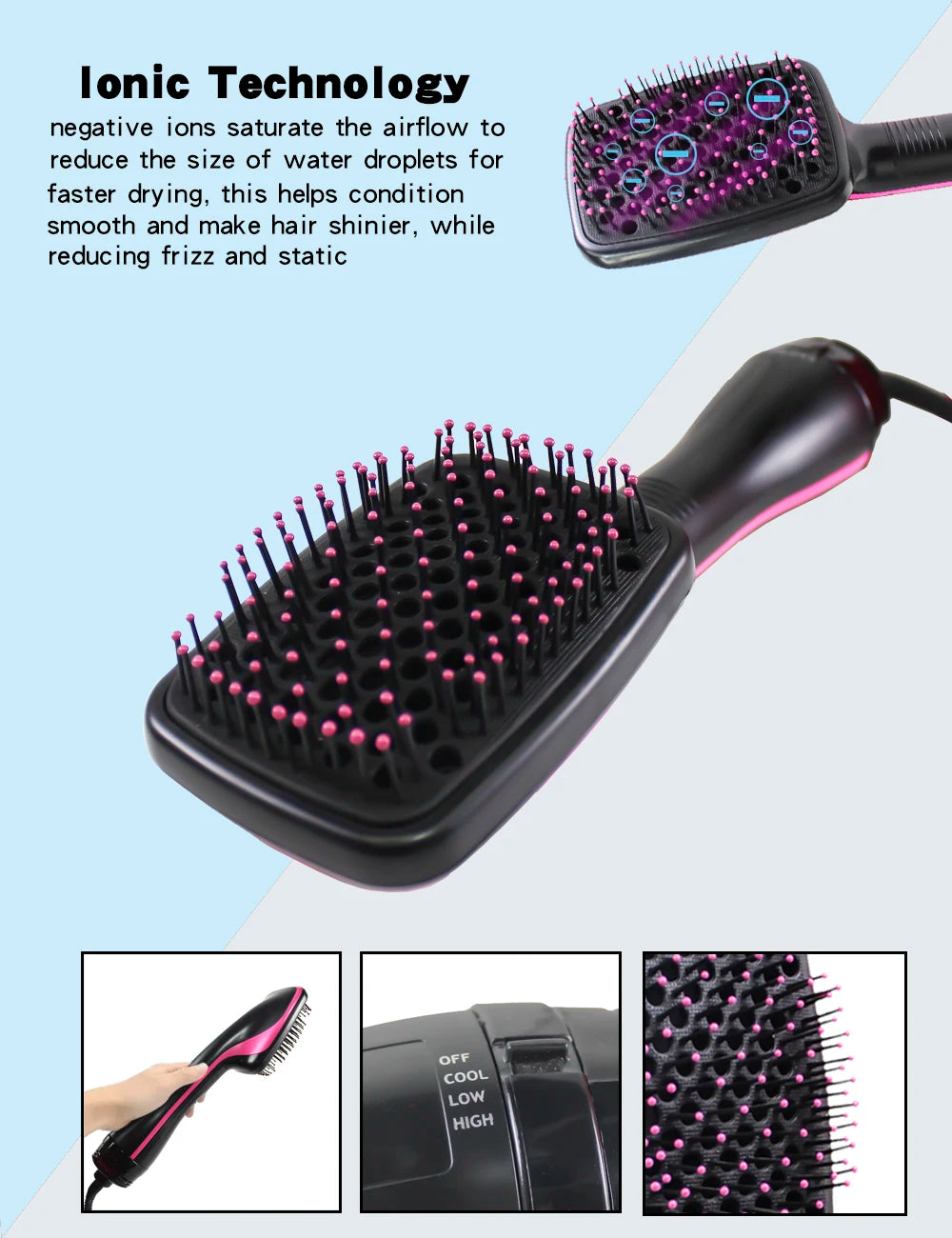 Hot Sale One Step Hair Comb Negative Ion Dryer Brush Curler