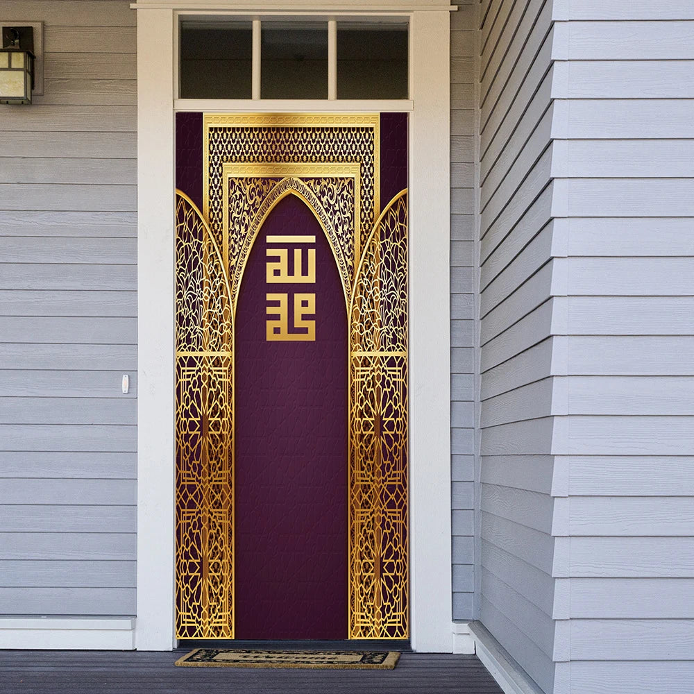2pcs/Set Muslim Styles Door Art Mural Sticker Peel & Stick PVC Home Decor