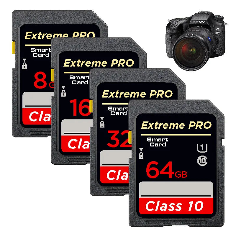 High Speed Class 10 SD Card 8GB to 256GB for Camera