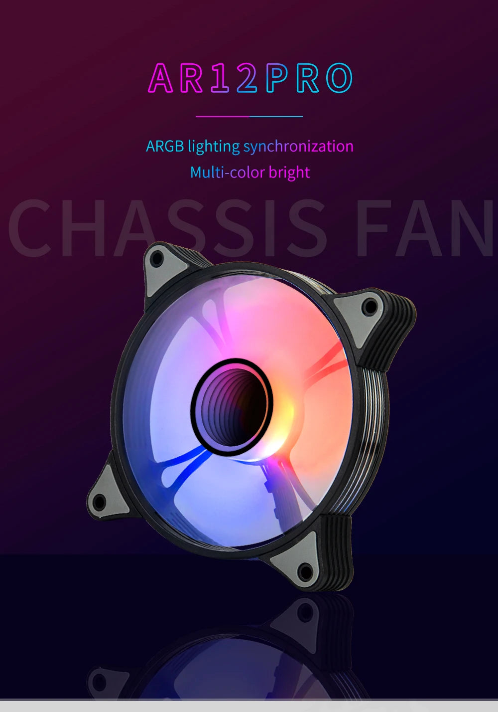 Aigo AR12PRO 120mm RGB Computer Case Fan 4pin PWM Cooling