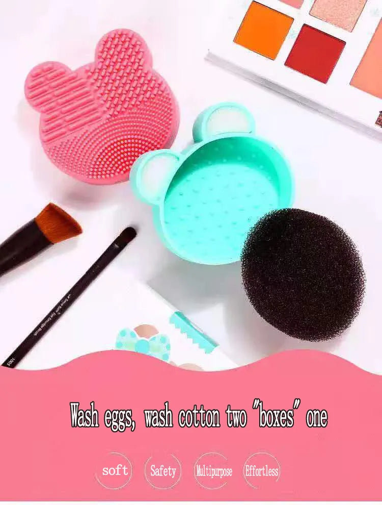 Bear Heart-Shaped Silicone Makeup Brush Cleaner Pad Tool