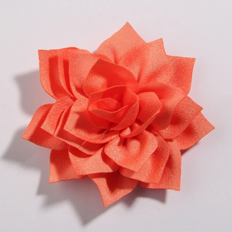 50PCS 7.5CM 2.95 Inch Fashion Lotus Satin Hair Flowers for DIY Headbands and Wedding Decor
