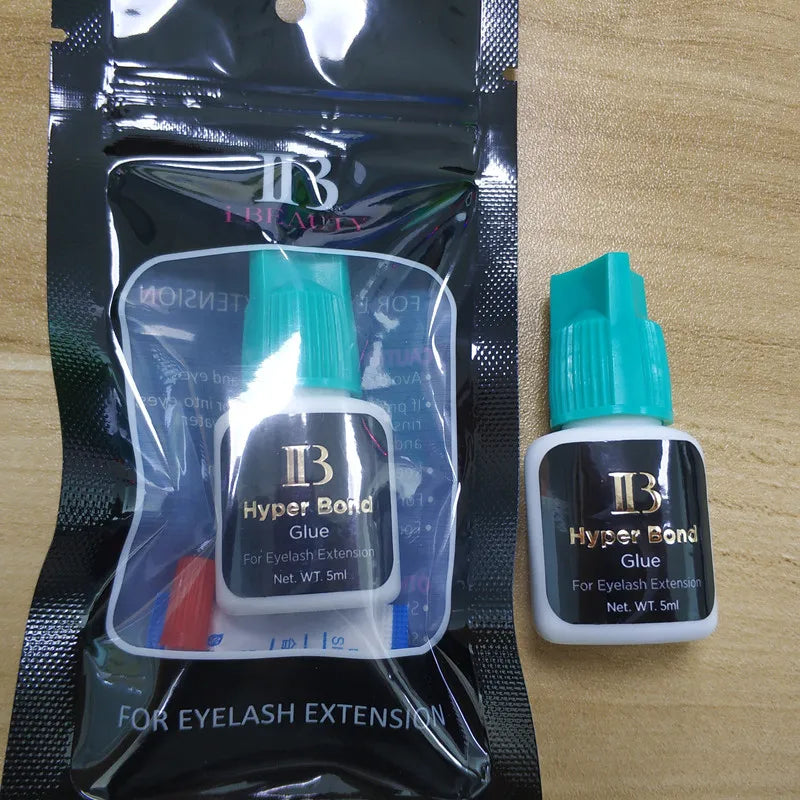 IB Ibeauty Hyper Bond Glue for Eyelash Extensions 2 Bottles 0.5 Seconds Fast Drying Professional Lash Adhesive Cyan Cap