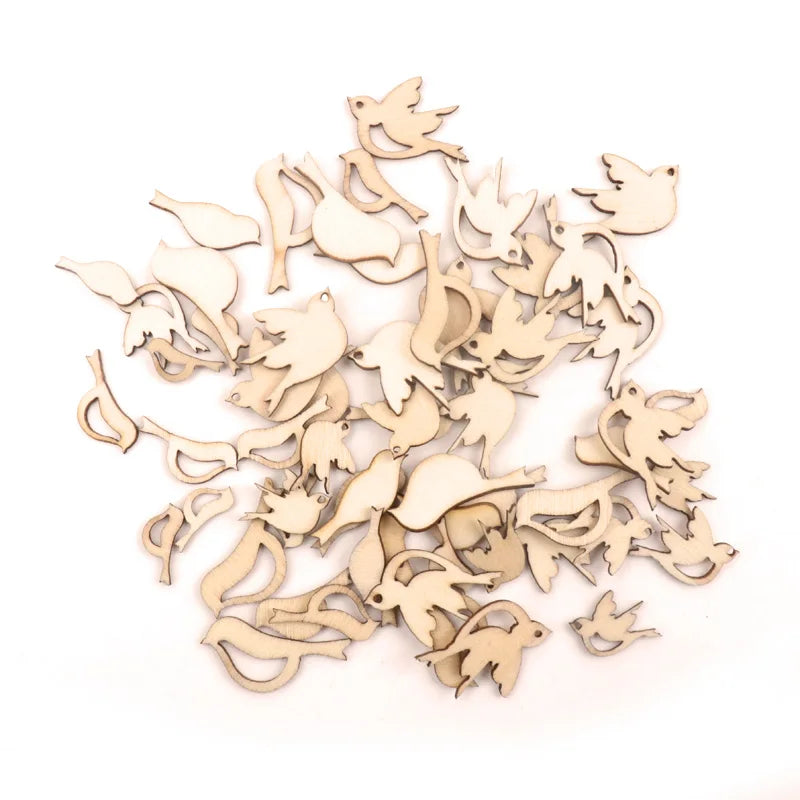 Handmade Wooden Animal Leaves Painting Scrapbooking DIY Accessories