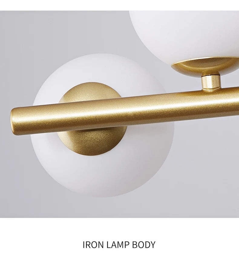 Nordic Modern LED Pendant Light with 11 Glass Ball Heads for Kitchen and Living Room Elegant Gold Suspension Lamp