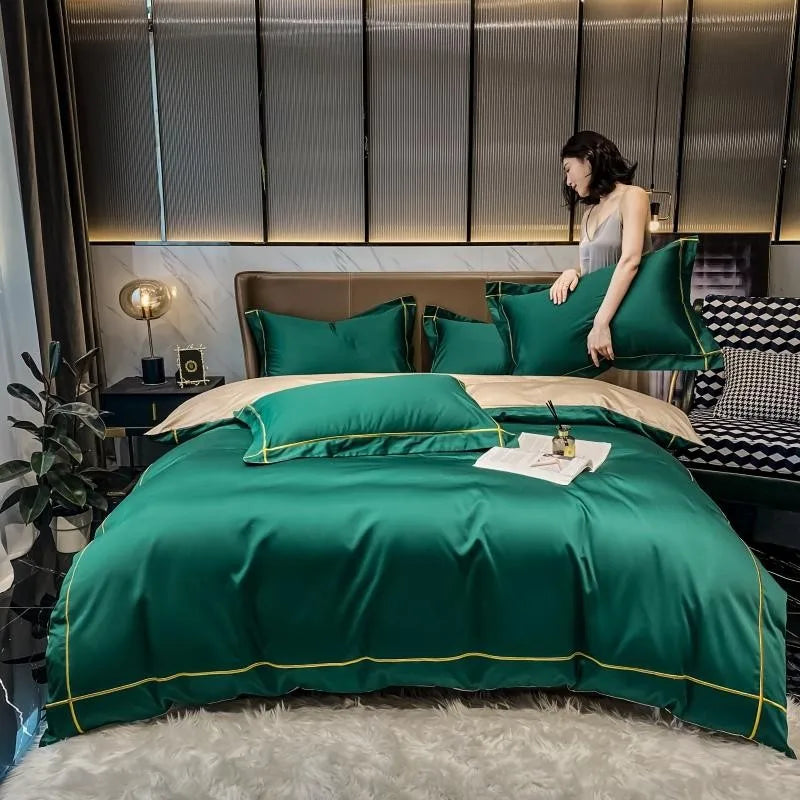 White Gray Egyptian Cotton Hotel Duvet Cover Set 600TC Silky Soft Bedding Set