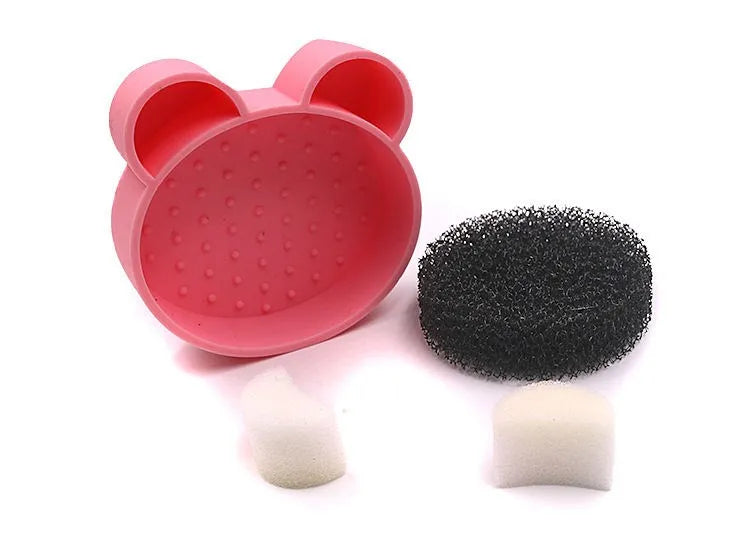 Bear Heart-Shaped Silicone Makeup Brush Cleaner Pad Tool