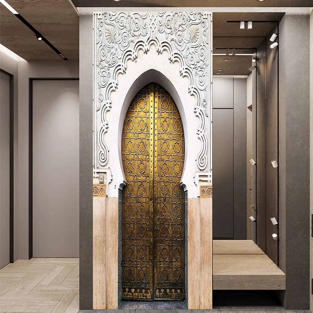 2pcs/Set Muslim Styles Door Art Mural Sticker Peel & Stick PVC Home Decor