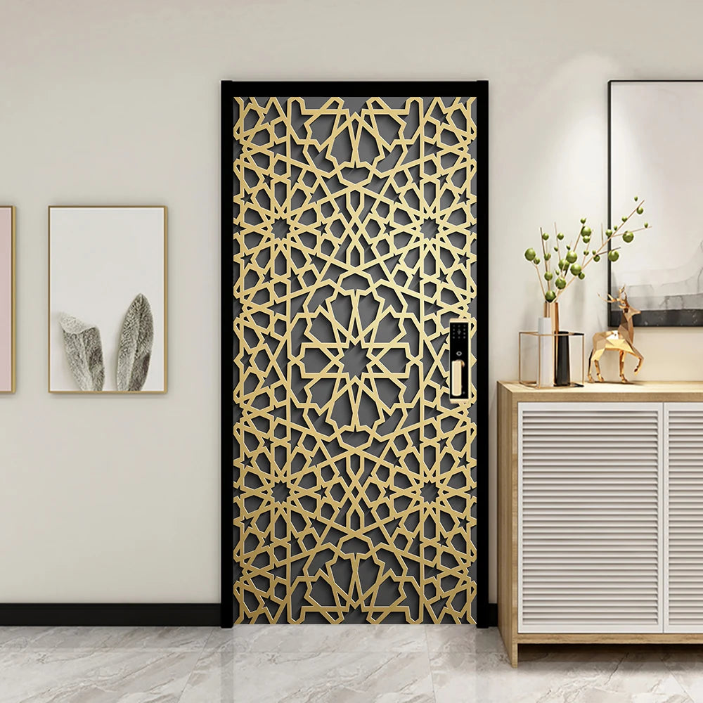 2pcs/Set Muslim Styles Door Art Mural Sticker Peel & Stick PVC Home Decor