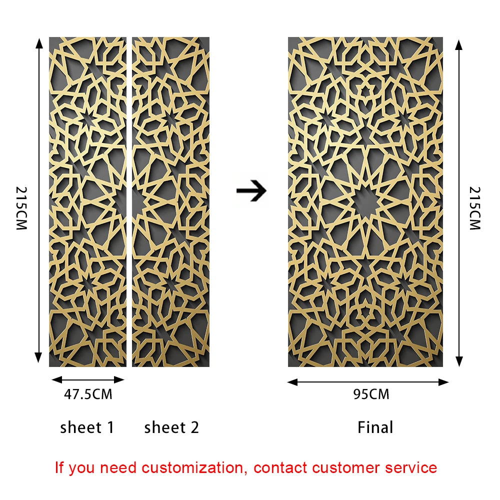 2pcs/Set Muslim Styles Door Art Mural Sticker Peel & Stick PVC Home Decor