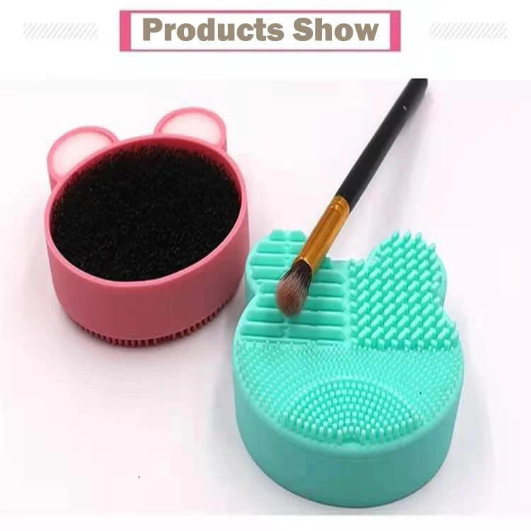 Bear Heart-Shaped Silicone Makeup Brush Cleaner Pad Tool