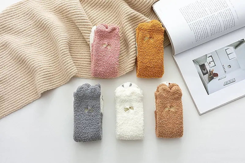 Socks Women Thicken Warm Cute Cat Paw Colorful Winter Sox