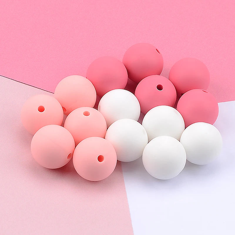 LOFCA 15mm Silicone Loose Beads 20pcs Safe Teether For Infants