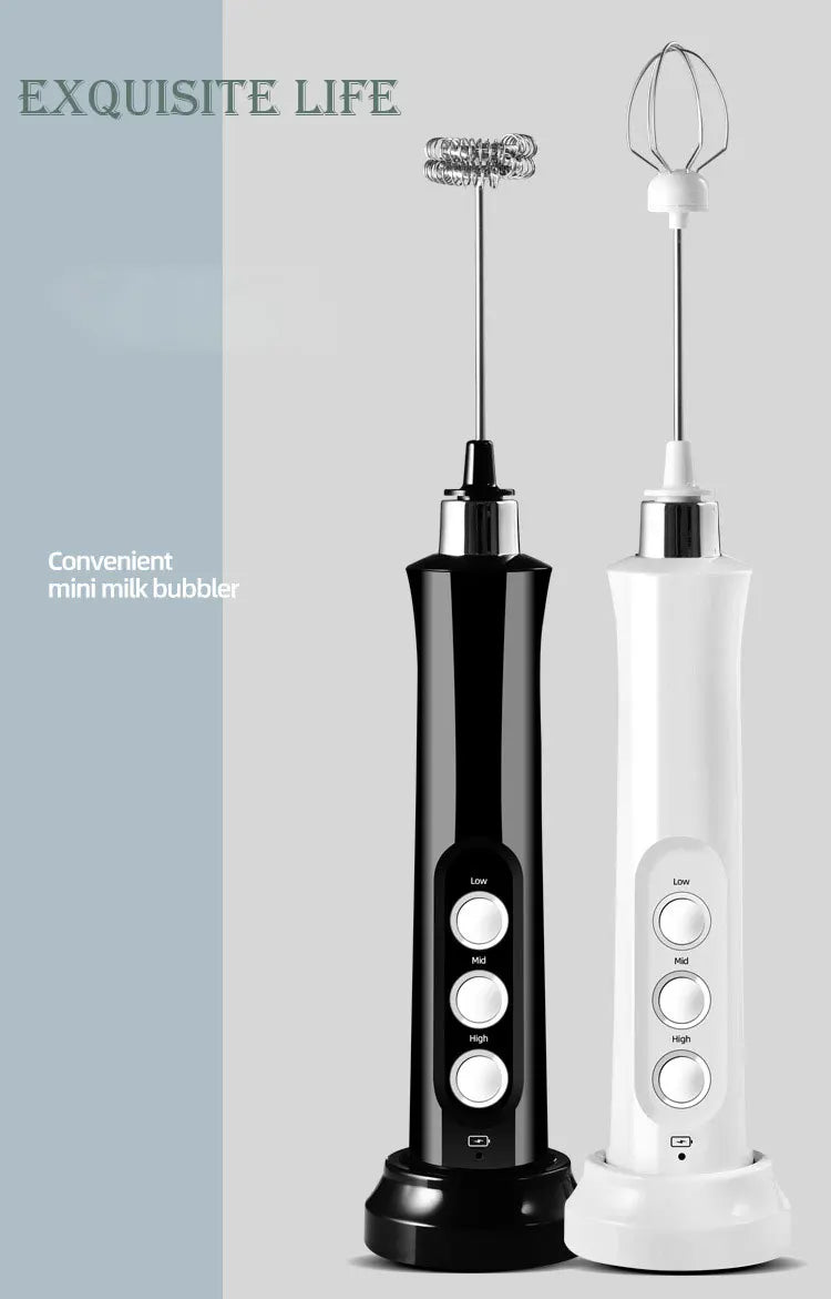 Espumador de leche eléctrico 3 en 1, recargable, de mano, de alta velocidad, para bebidas y café