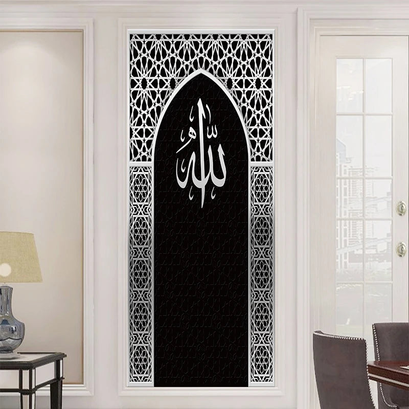 2pcs/Set Muslim Styles Door Art Mural Sticker Peel & Stick PVC Home Decor