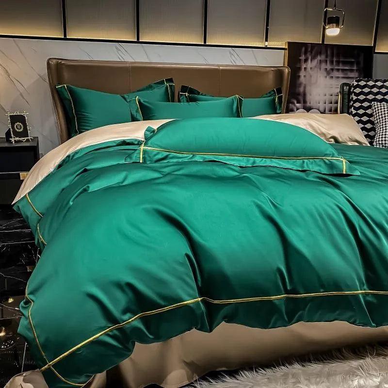 White Gray Egyptian Cotton Hotel Duvet Cover Set 600TC Silky Soft Bedding Set