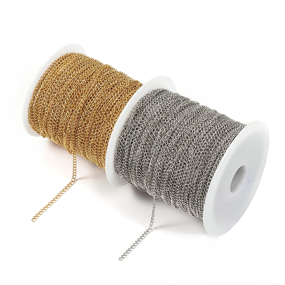 2 Meters Gold Stainless Steel Extension Chain 2/3/4mm for DIY Jewelry