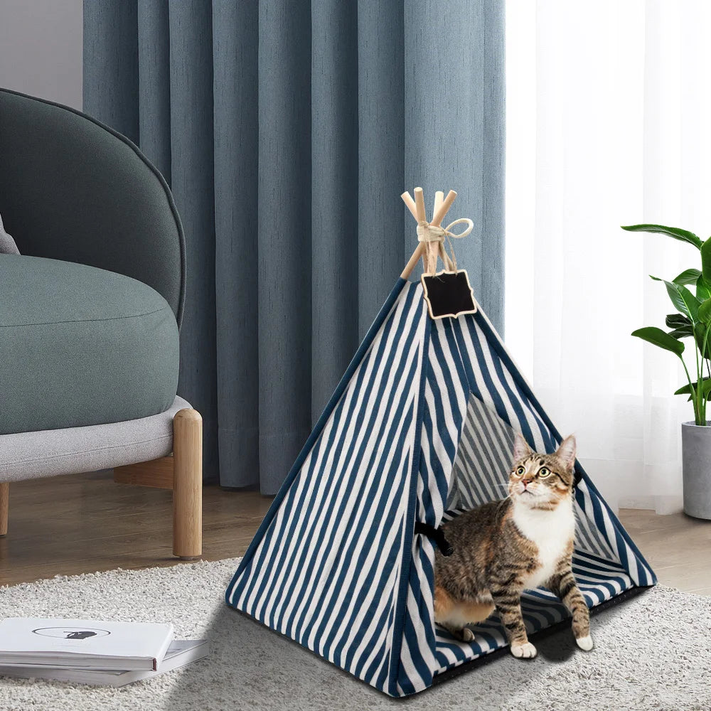 Pet Tent House Cat Tunnel Portable Teepee Small Dog Puppy Tent Bed Kennel Warm Cat Indoor Outdoor House Sleeping Bed Cushion