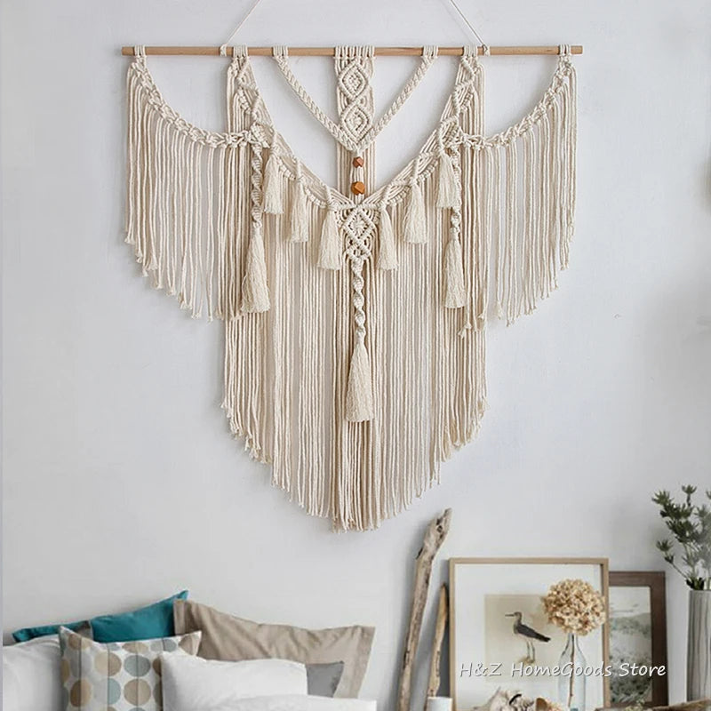 Big Macrame Wall Hanging Tapestry With Tassels For Boho Decor