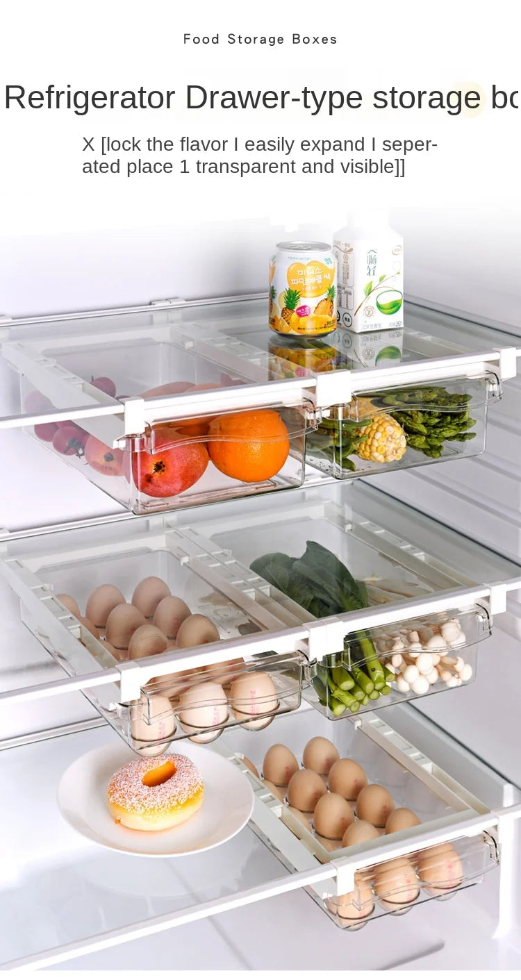 Transparent Kitchen Fridge Organizer Under-Shelf Storage Rack for Fruits Eggs and Food Items
