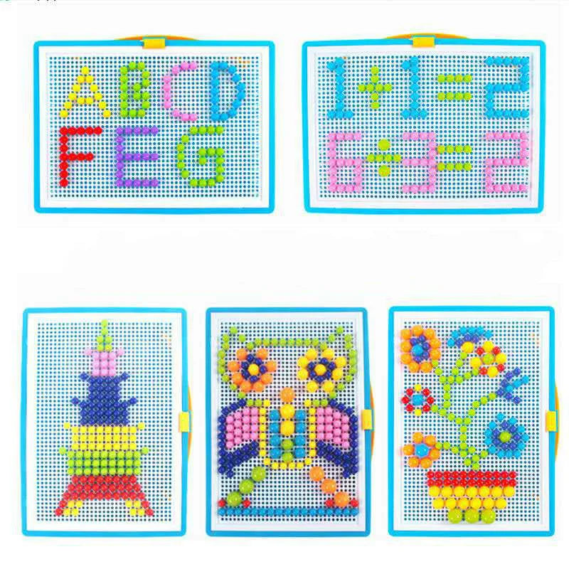 296 Pieces Set Grain Mushroom Nail Beads 3D Puzzle Toy