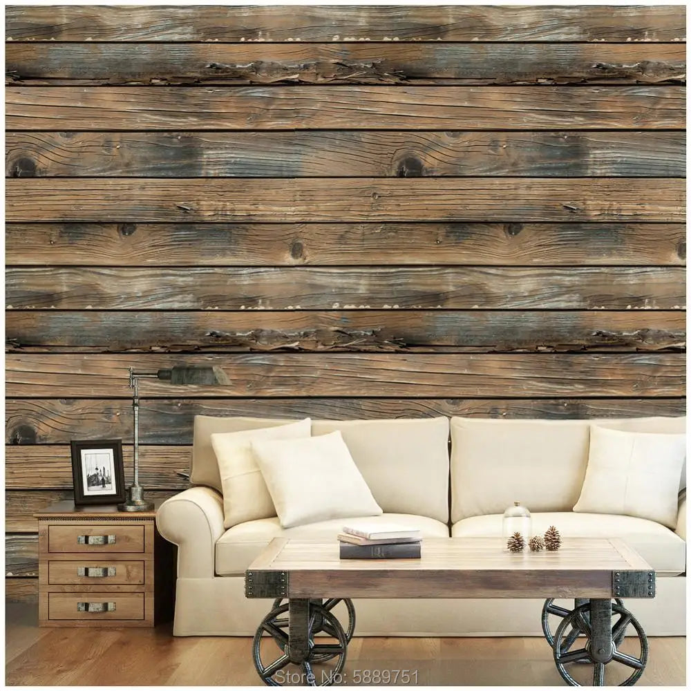 Retro Faux Wood Grain Peel And Stick Wallpaper Roll For Restaurants