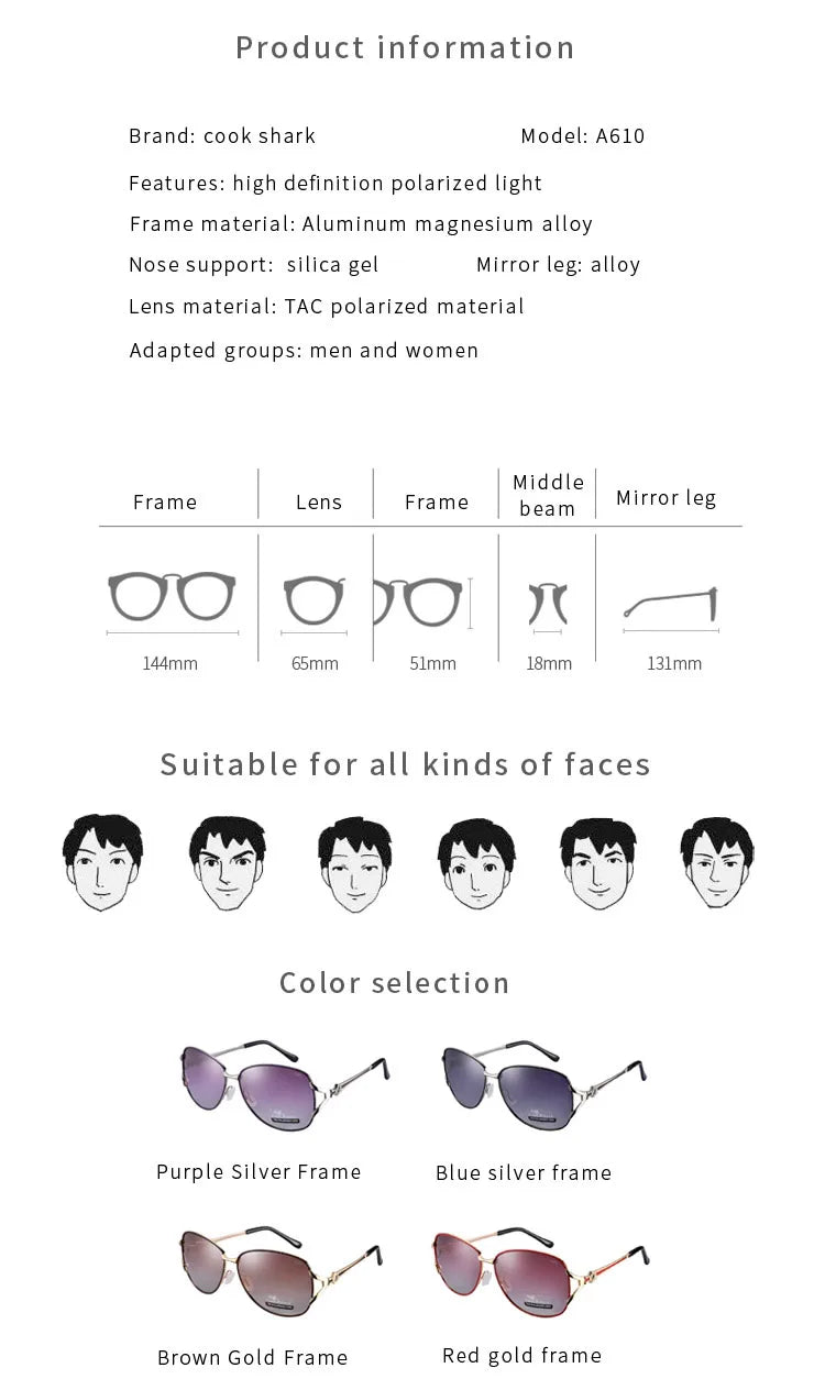 Cook Shark New 2020 Ladies Polarized Sunglasses Classic