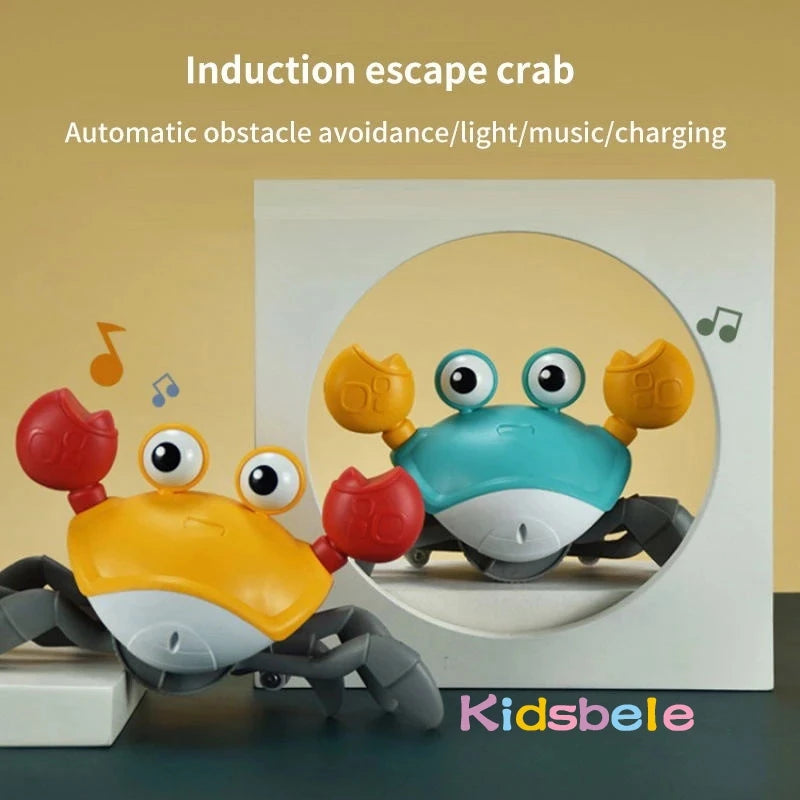 Induction Escape Crab Toy for Toddlers with Light and Music Interactive Crawling Educational Gift for Children Rechargeable Birthday Present