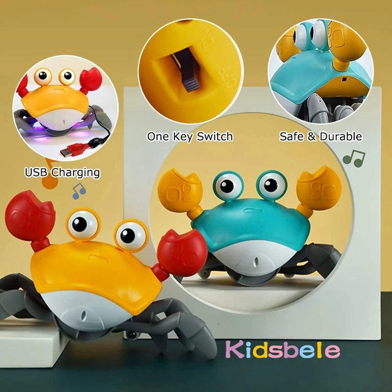 Induction Escape Crab Toy for Toddlers with Light and Music Interactive Crawling Educational Gift for Children Rechargeable Birthday Present