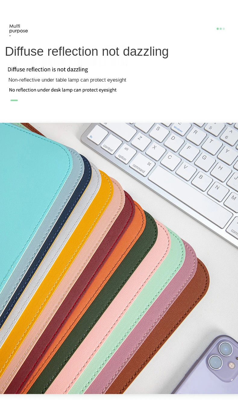 White Mousepad Large Gaming Desk Mat Waterproof Non-Slip PU Suede