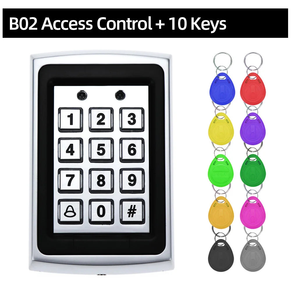 RFID Metal Access Control Keypad with Waterproof Cover for Outdoor Electronic Lock System and EM4100 Keychains