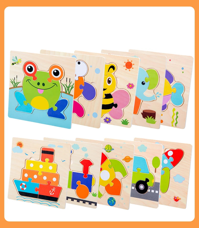 Baby Wooden 3D Puzzles Tangram Animal Jigsaw Toys Gift