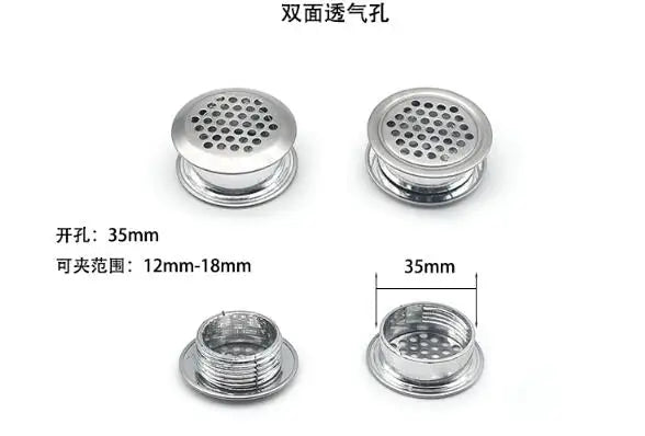 10 piezas de conducto de aire de gabinete redondo, diámetro de ventilación de 19 mm a 53 mm, rejilla de acero, tapón de orificio, cubierta decorativa, sistemas de ventilación de rejilla de armario