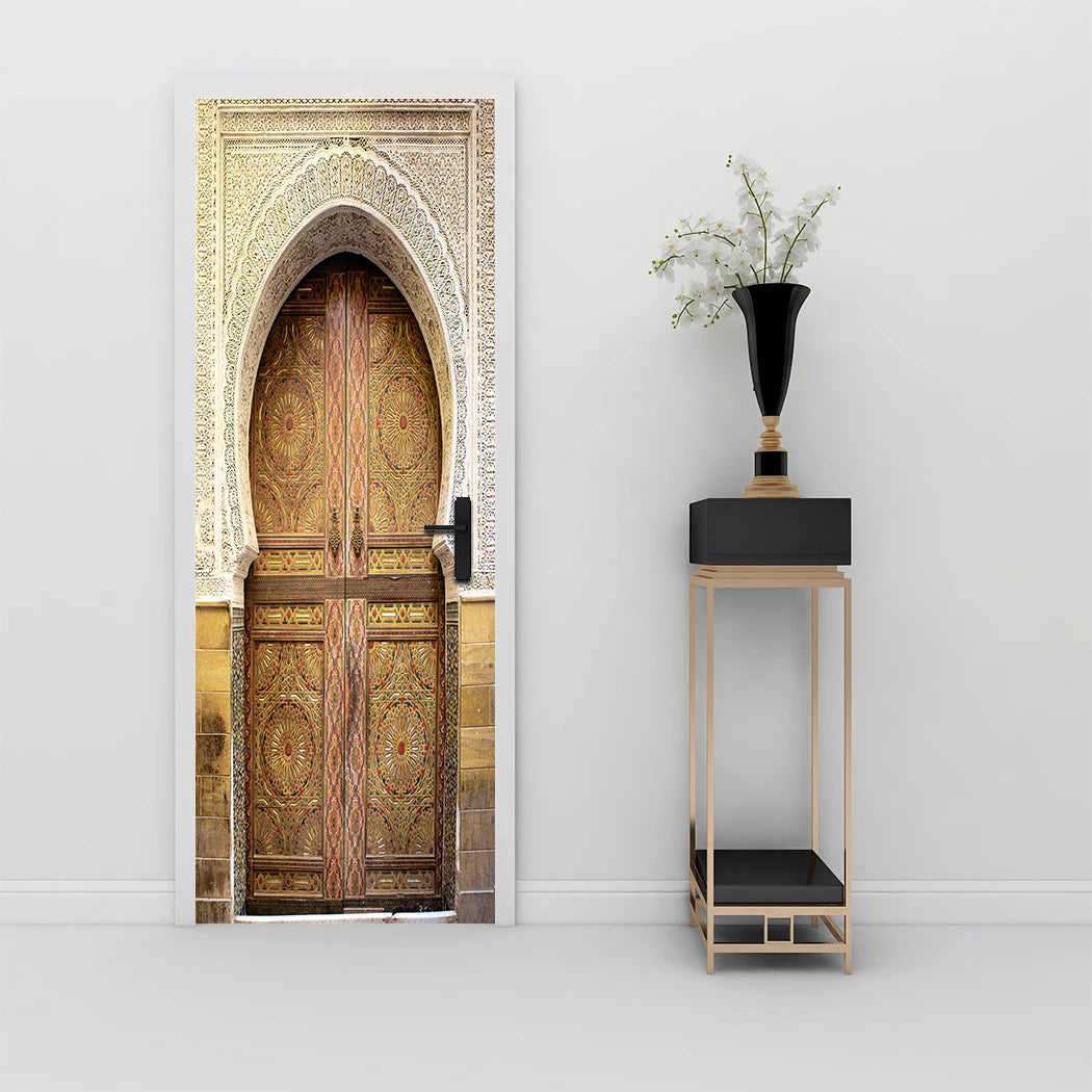 2pcs/Set Muslim Styles Door Art Mural Sticker Peel & Stick PVC Home Decor