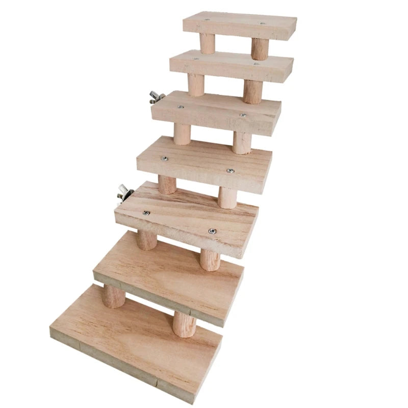 090C Natural Wooden 3/4/5/6/7/8 Layers Hamster Ladder Toys Pet Parrot Climbing Stairs Gifts Cage Accessory