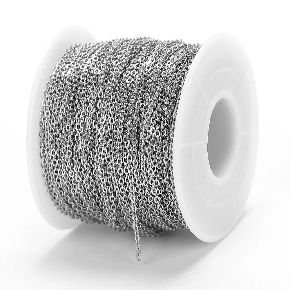 10 Meters Stainless Steel Chain 1 1.5 2mm Gold Steel Color for DIY Jewelry Making