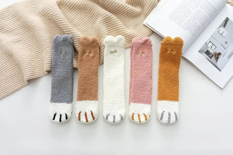 Socks Women Thicken Warm Cute Cat Paw Colorful Winter Sox