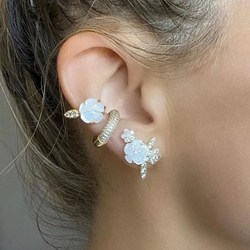 1PC Pave Color Crystal Ear Cuff Adjustable Gold Clip Jewelry